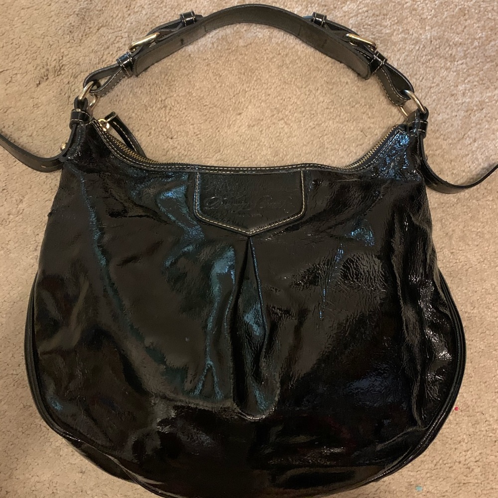 Dooney and Bourke black patent leather hobo